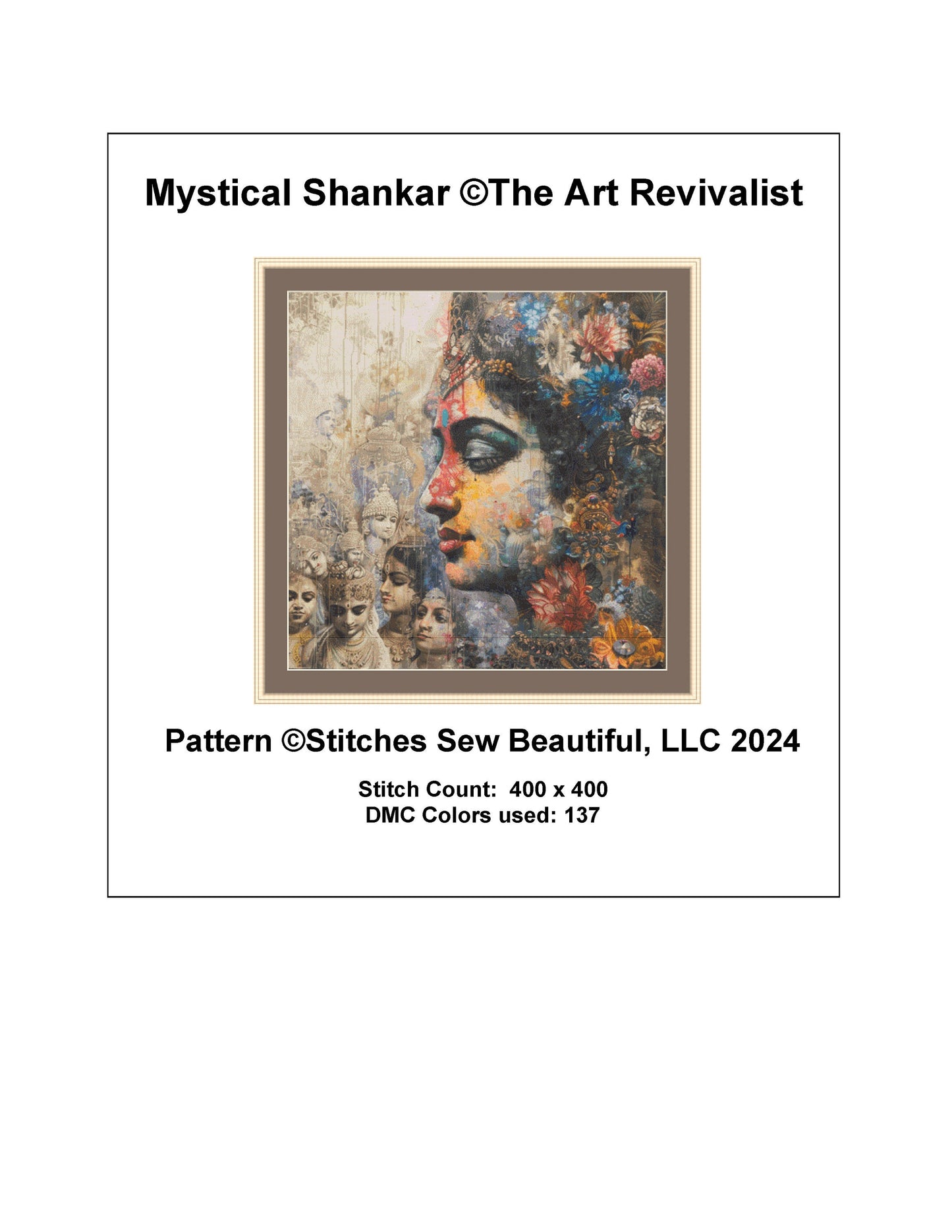 Mystical Shankar cross stitch pattern by The Art Revivalist