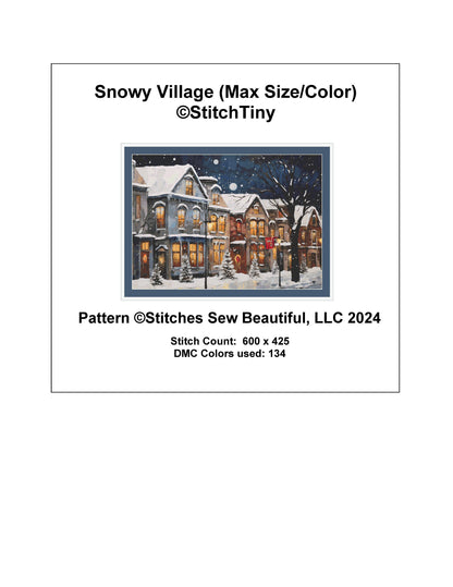 Snowy Village (Max Size/Color) cross stitch pattern by StitchTiny