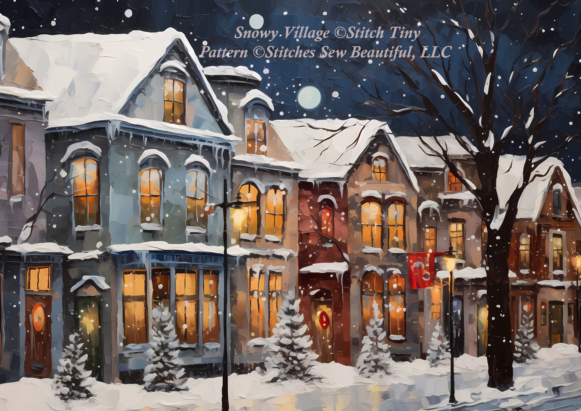 Snowy Village cross stitch pattern by StitchTiny