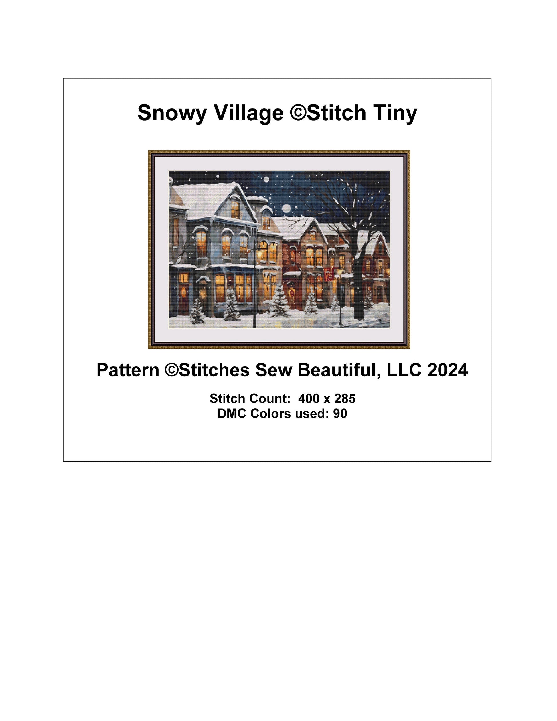 Snowy Village cross stitch pattern by StitchTiny
