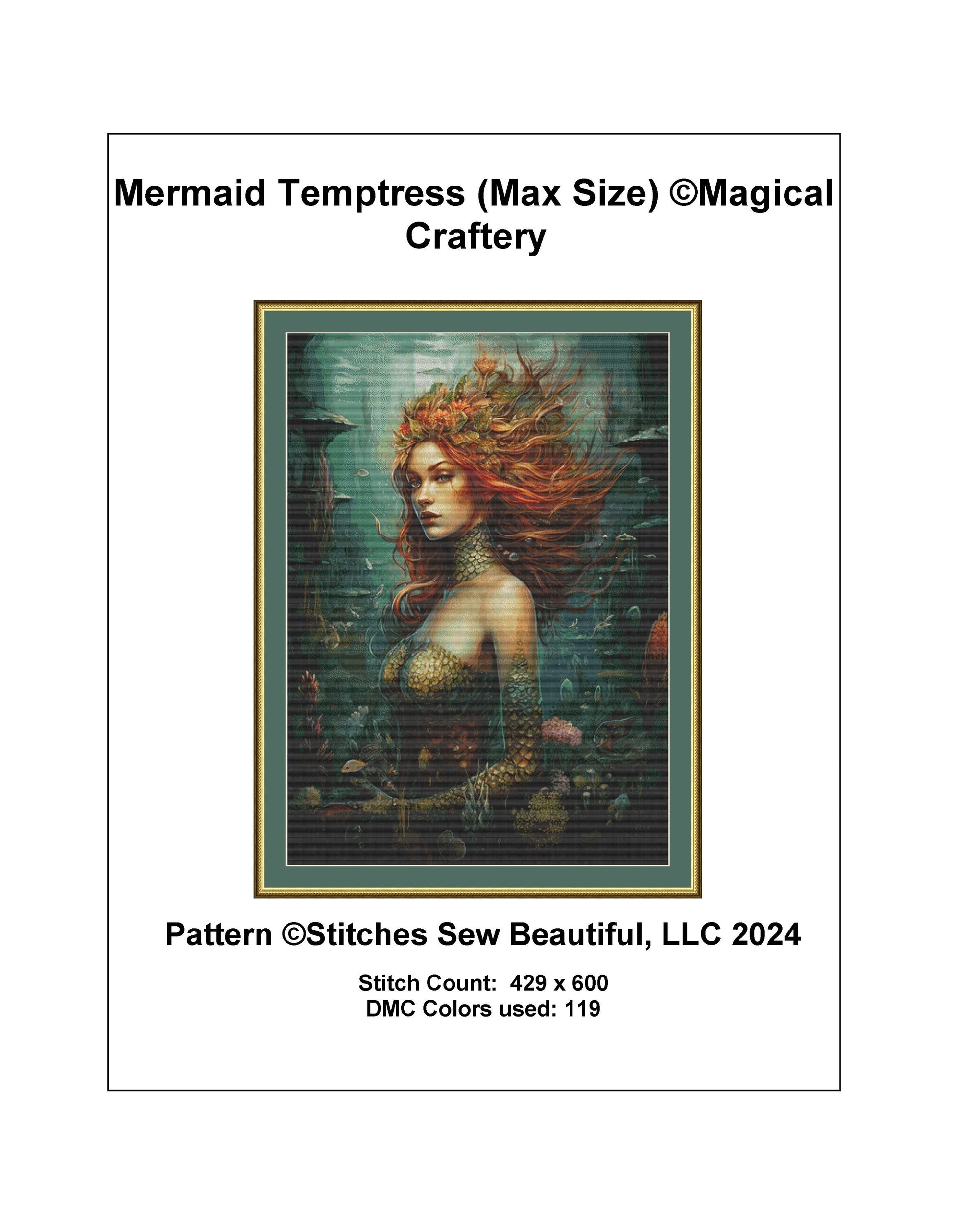 Mermaid Temptress (Max Size) cross stitch pattern by Magical Craftery