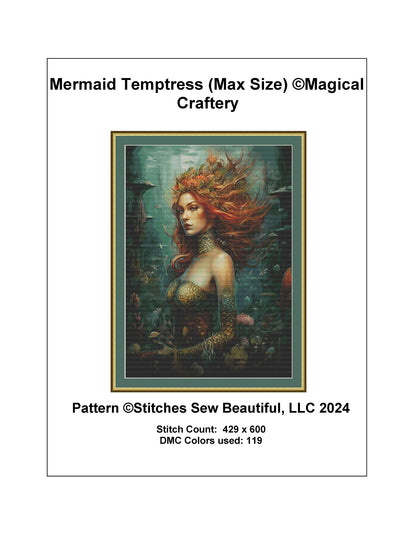 Mermaid Temptress (Max Size) cross stitch pattern by Magical Craftery