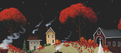 Wickford Village Halloween (Max Color) cross stitch pattern by Catherine Holman/Ansada Art Licensing Group, LLC