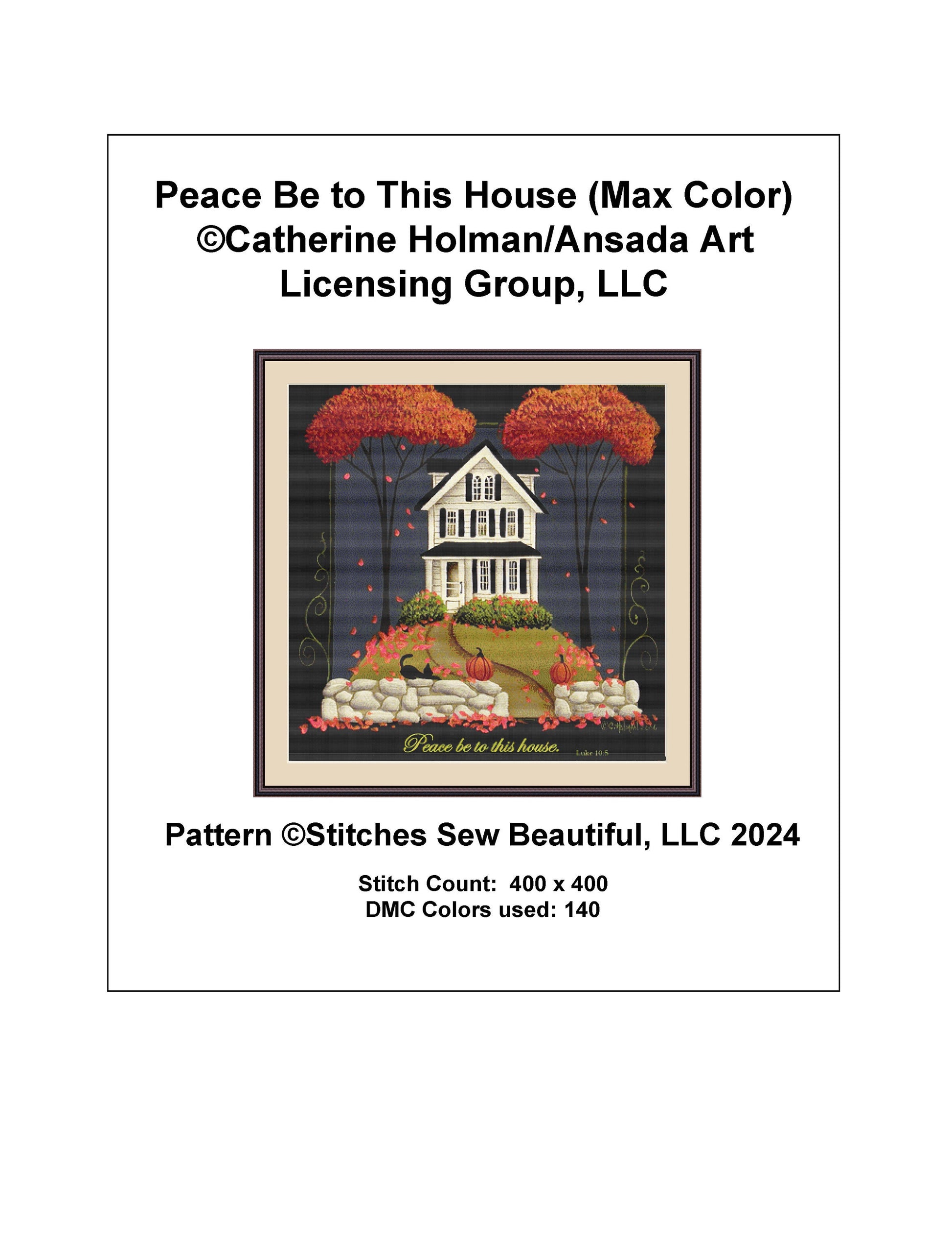 Peace Be to This House (Max Color) cross stitch pattern by Catherine Holman/Ansada Art Licensing Group, LLC