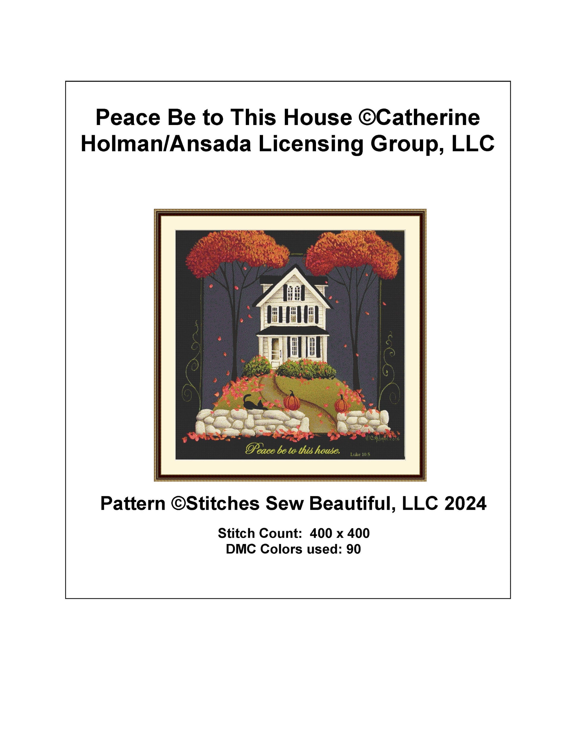 Peace Be to This House cross stitch pattern by Catherine Holman/Ansada Art Licensing Group, LLC