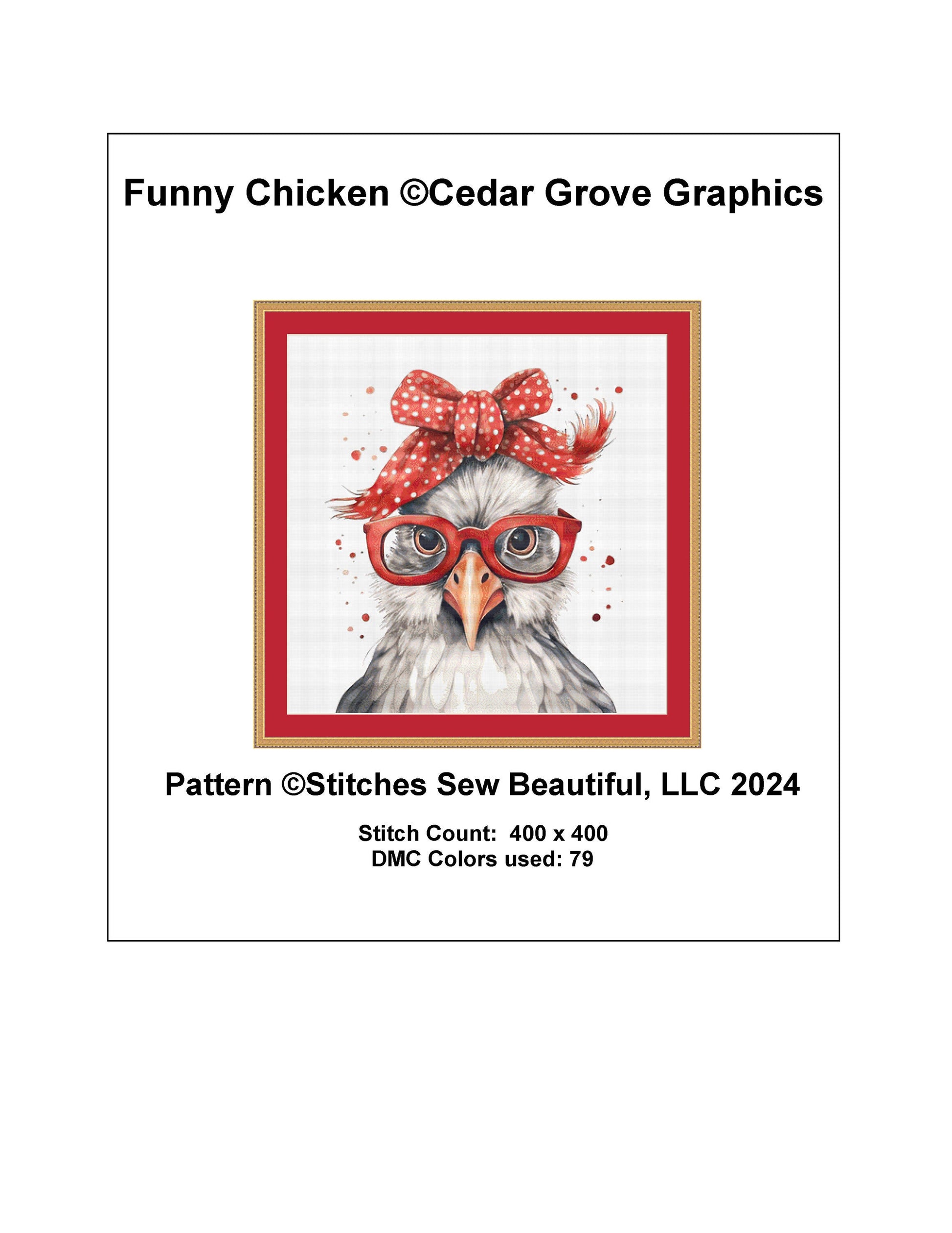 Funny Chicken cross stitch pattern by CedarGroveGraphics