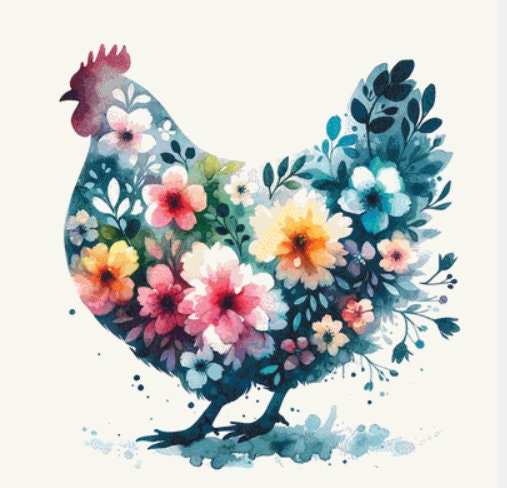 Flower Chicken (Max Color) cross stitch pattern by CraftyBeachOnYouTube