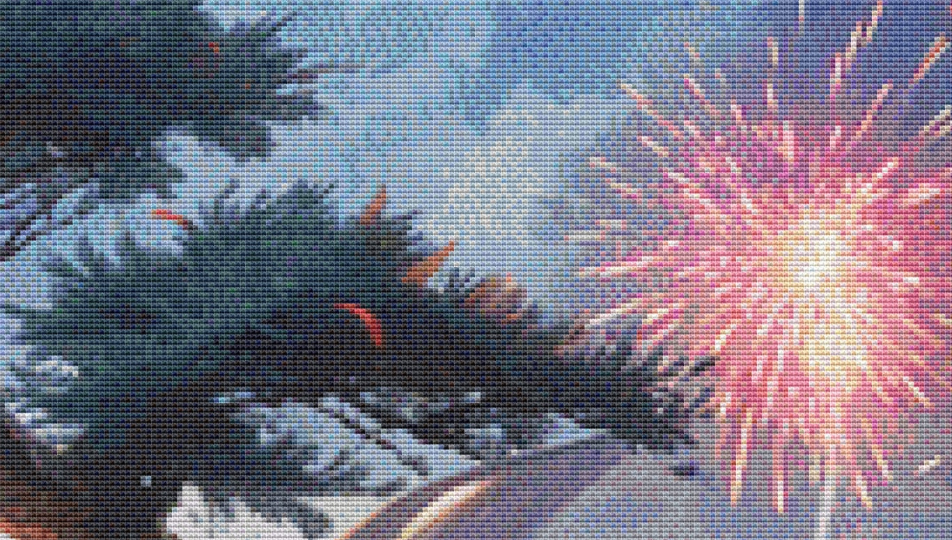 Year of The Dragon (Max Color) counted cross stitch pattern by Serr.Kai A Quill & Ink