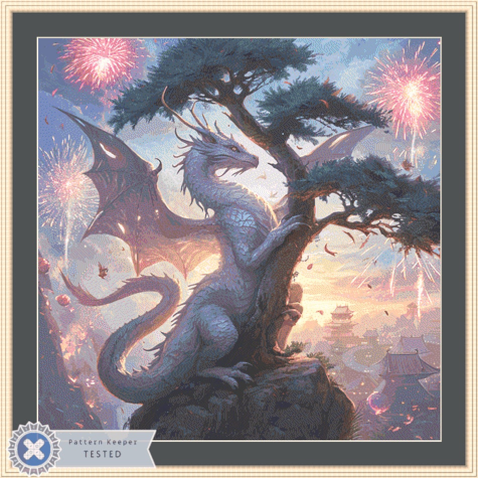 Year of The Dragon counted cross stitch pattern by Serr.Kai A Quill & Ink