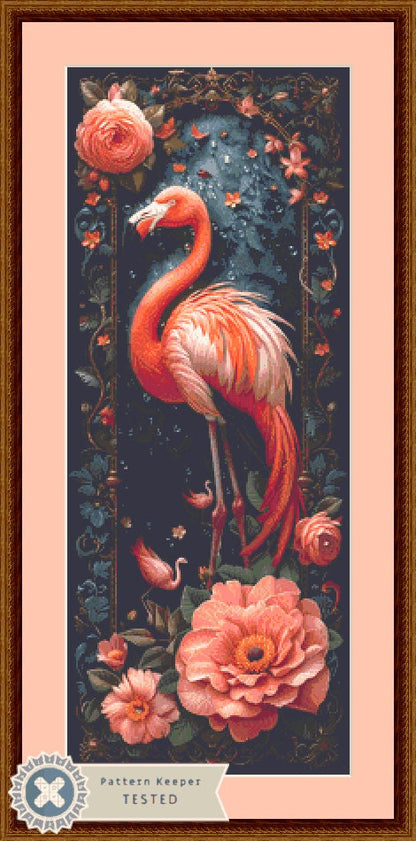 Flamingo in Flowers cross stitch pattern by Eder Jose Rosa