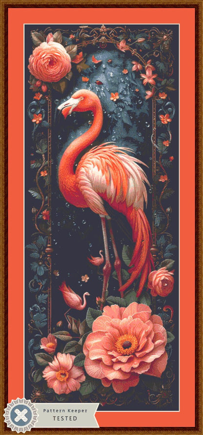 Flamingo in Flowers (Max Size) cross stitch pattern by Eder Jose Rosa