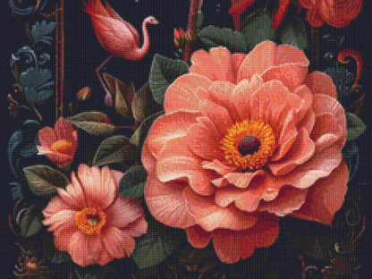 Flamingo in Flowers (Max Size) cross stitch pattern by Eder Jose Rosa