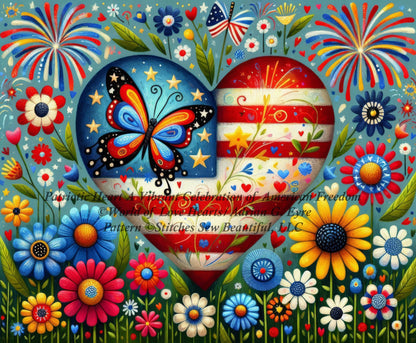 Patriotic Heart A Vibrant Celebrations of American Freedom cross stitch pattern by World of Love Hearts/Adrian G. Eyre