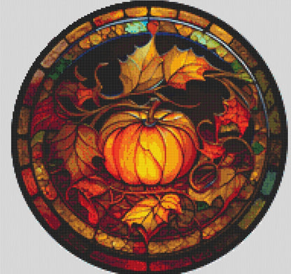 Pumpkin 2 Stained Glass (Round) cross stitch pattern by IvyCottageHome