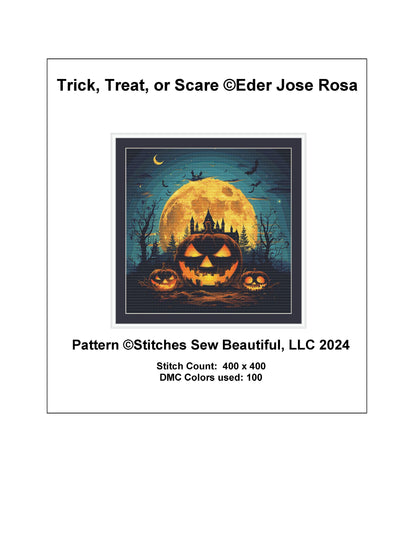 Trick, Treat, or Scare cross stitch pattern by Eder Jose Rosa
