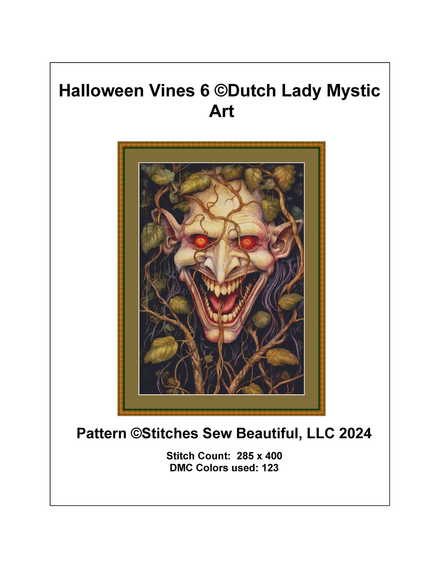 Halloween Vines 6 (Max Color) cross stitch pattern by DutchLadyMysticArt