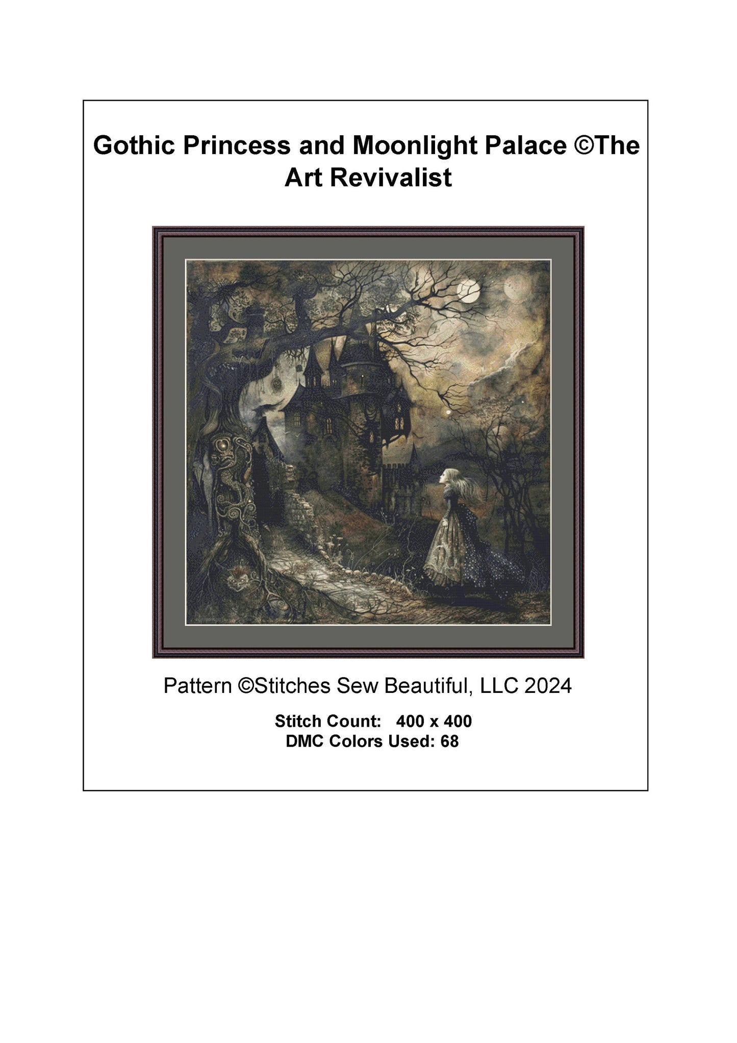 Gothic Princess and Moonlit Palace cross stitch pattern by The Art Revivalist