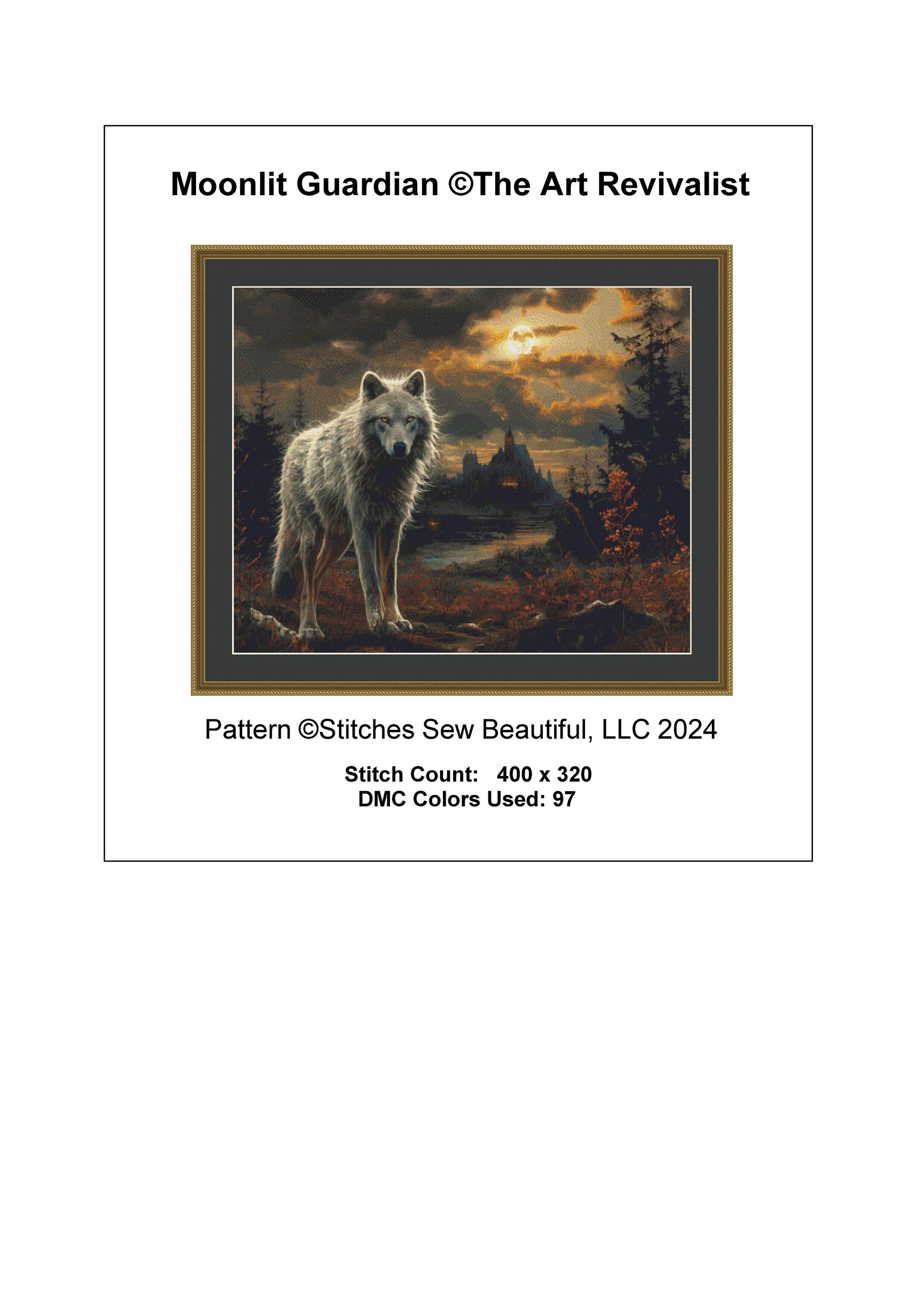 Moonlit Guardian cross stitch pattern by The Art Revivalist