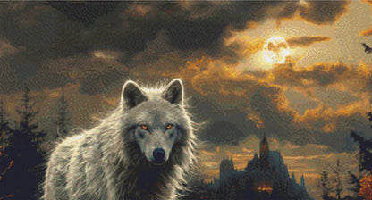 Moonlit Guardian cross stitch pattern by The Art Revivalist