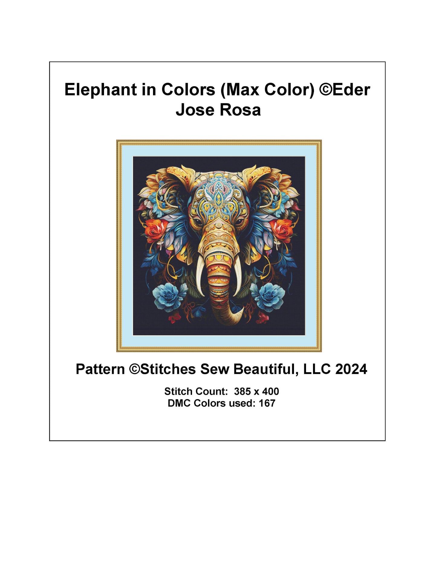 Elephant in Colors (Max Color) cross stitch pattern by Eder Jose Rosa