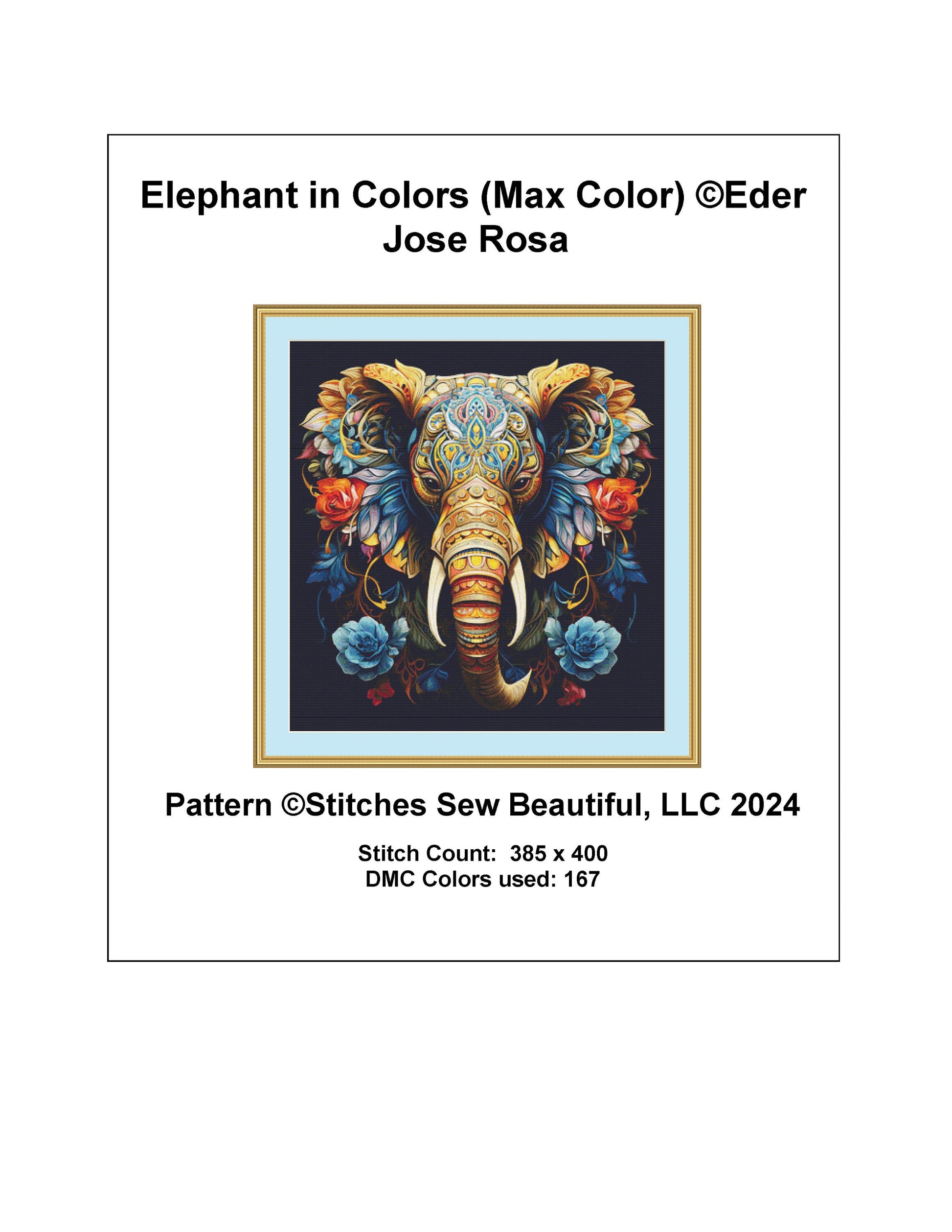 Elephant in Colors (Max Color) cross stitch pattern by Eder Jose Rosa