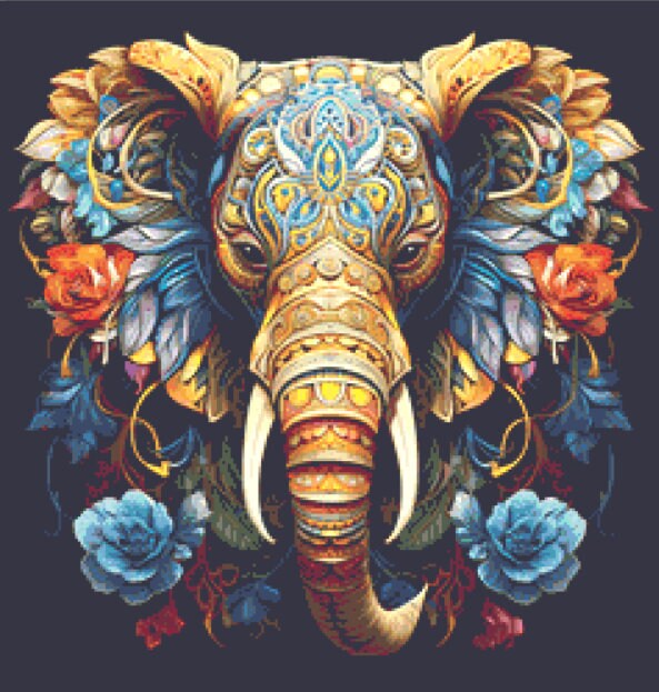 Elephant in Colors (Small) cross stitch pattern by Eder Jose Rosa