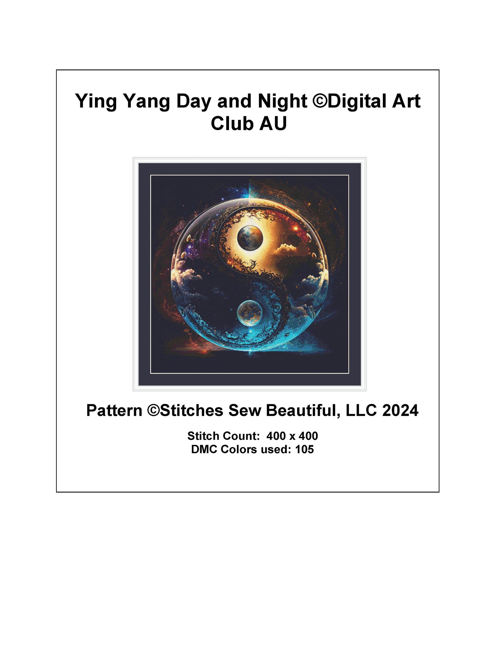 Ying Yang Day and Night cross stitch pattern by DigitalArtClubAU