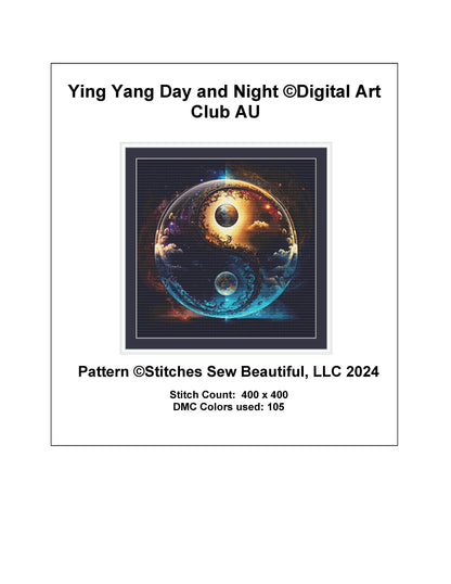 Ying Yang Day and Night cross stitch pattern by DigitalArtClubAU