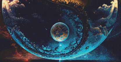 Ying Yang Day and Night cross stitch pattern by DigitalArtClubAU