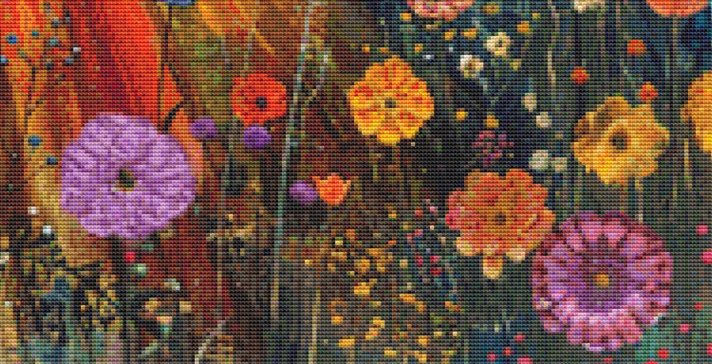 Woman in a Field of Flowers 11 (Max Color) cross stitch pattern by Eder Jose Rosa