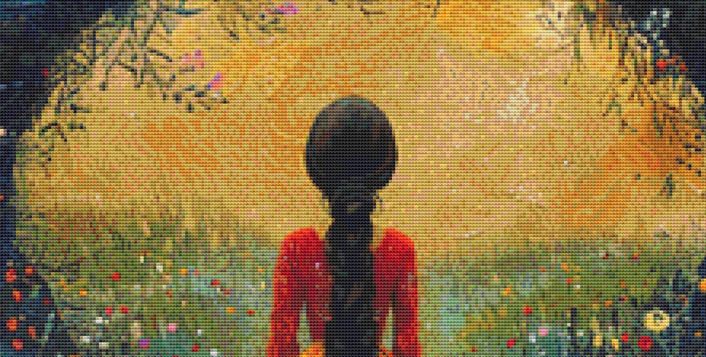 Woman in a Field of Flowers 11 cross stitch pattern by Eder Jose Rosa