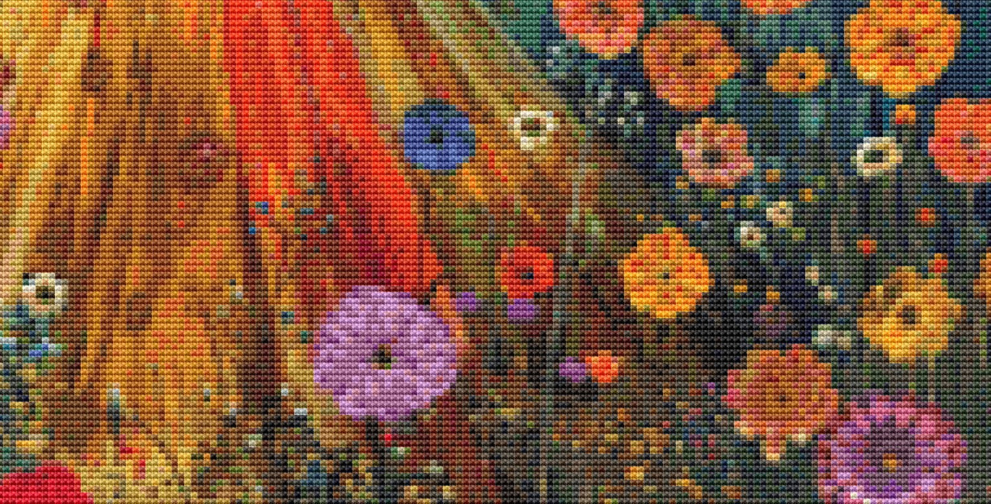 Woman in a Field of Flowers 11 (Small) cross stitch pattern by Eder Jose Rosa