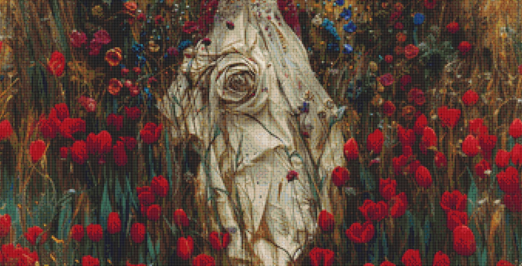 Bride in a Field of Flowers 1 cross stitch pattern by Eder Jose Rosa