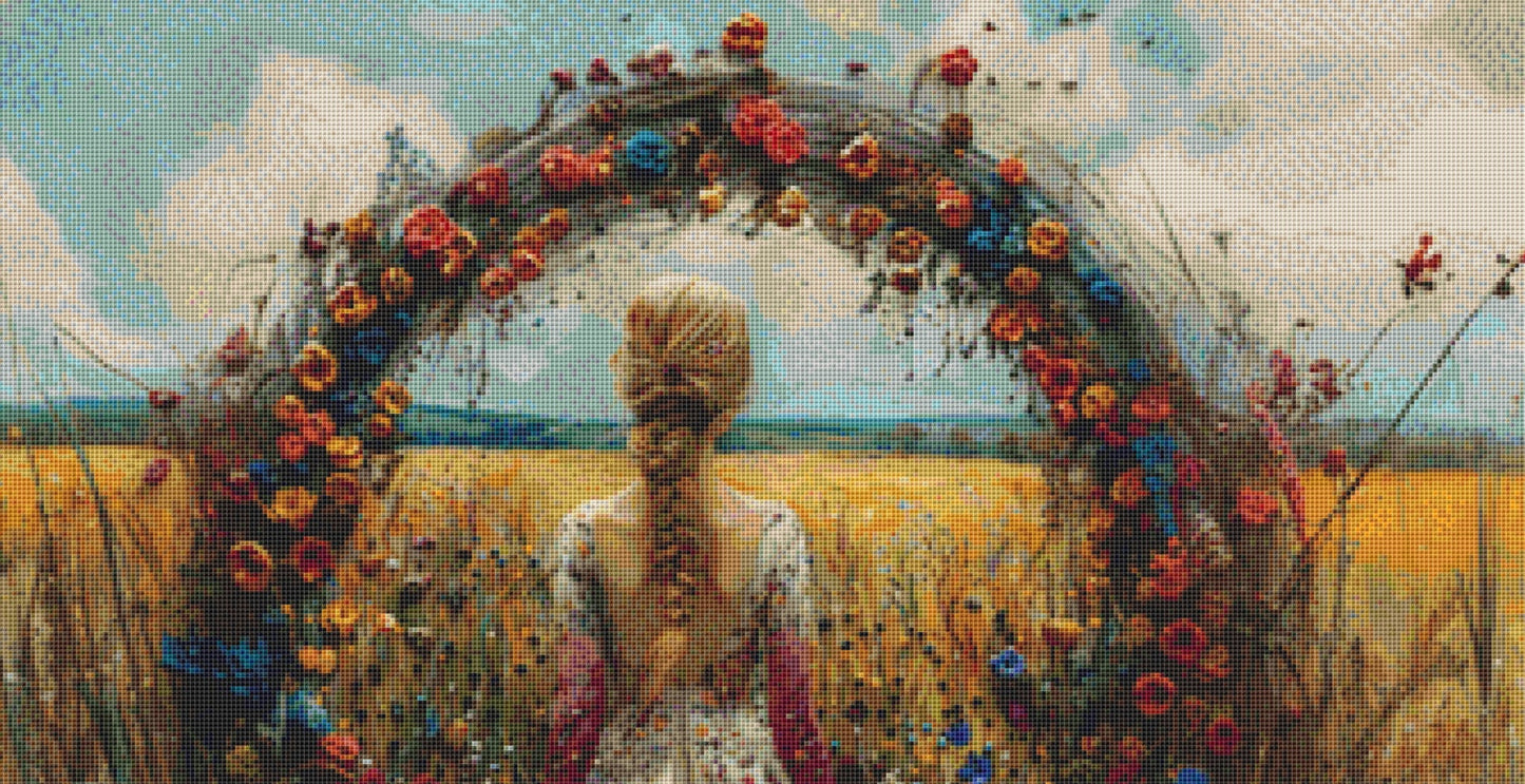 Bride in a Field of Flowers 1 cross stitch pattern by Eder Jose Rosa
