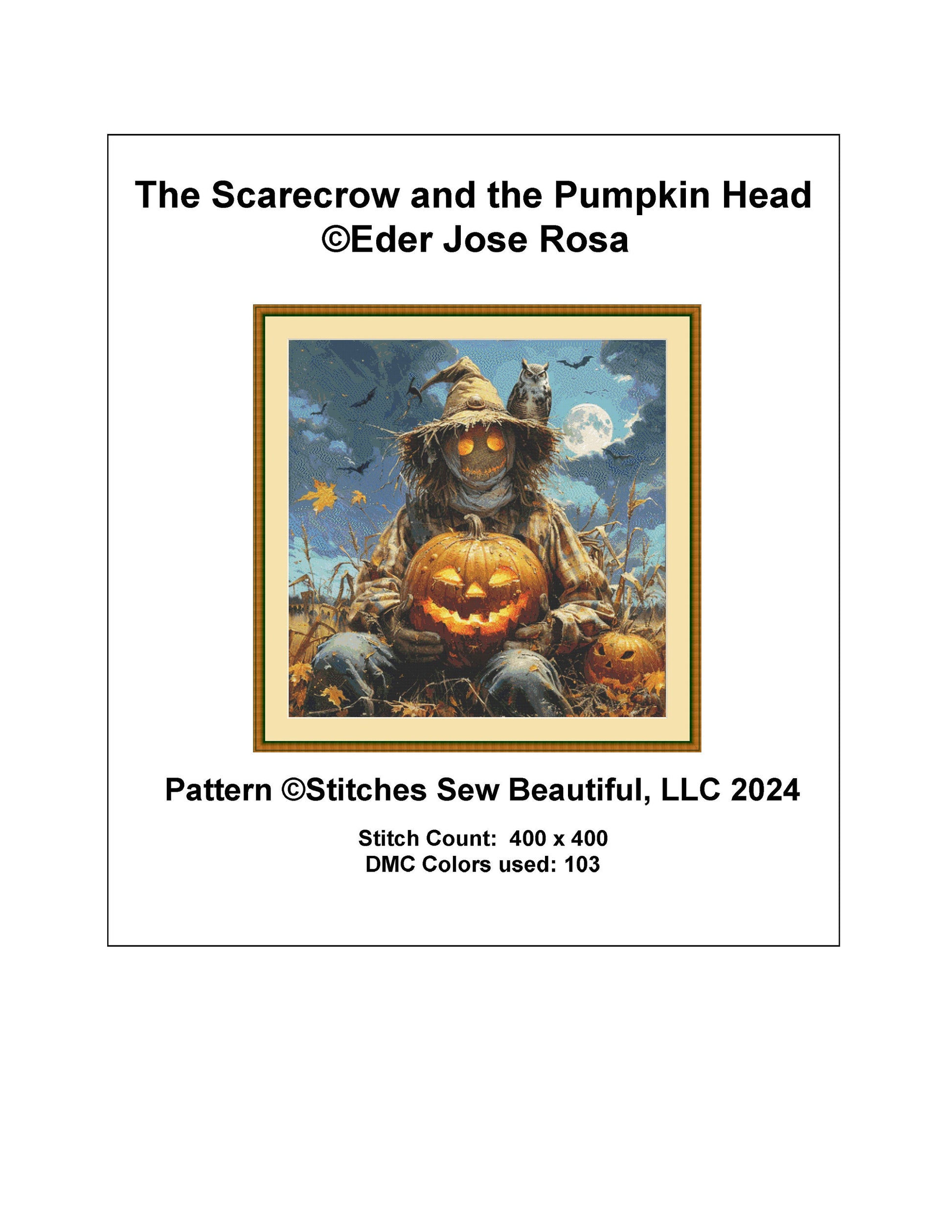 The Scarecrow and the Pumpkin Head cross stitch pattern by Eder Jose Rosa