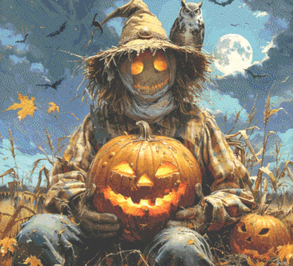 The Scarecrow and the Pumpkin Head cross stitch pattern by Eder Jose Rosa