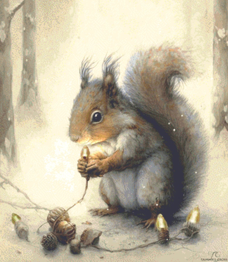 Squirrel Lights cross stitch pattern by Tammy L. Gross