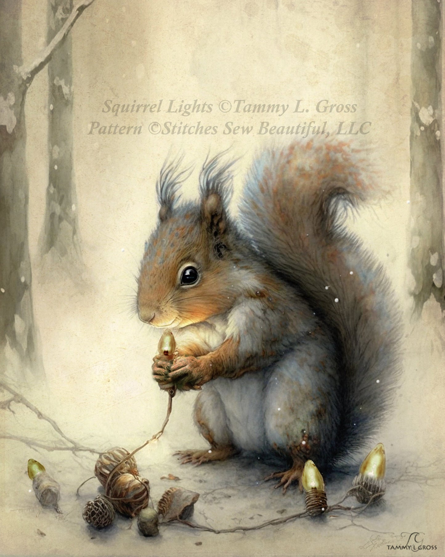 Squirrel Lights cross stitch pattern by Tammy L. Gross