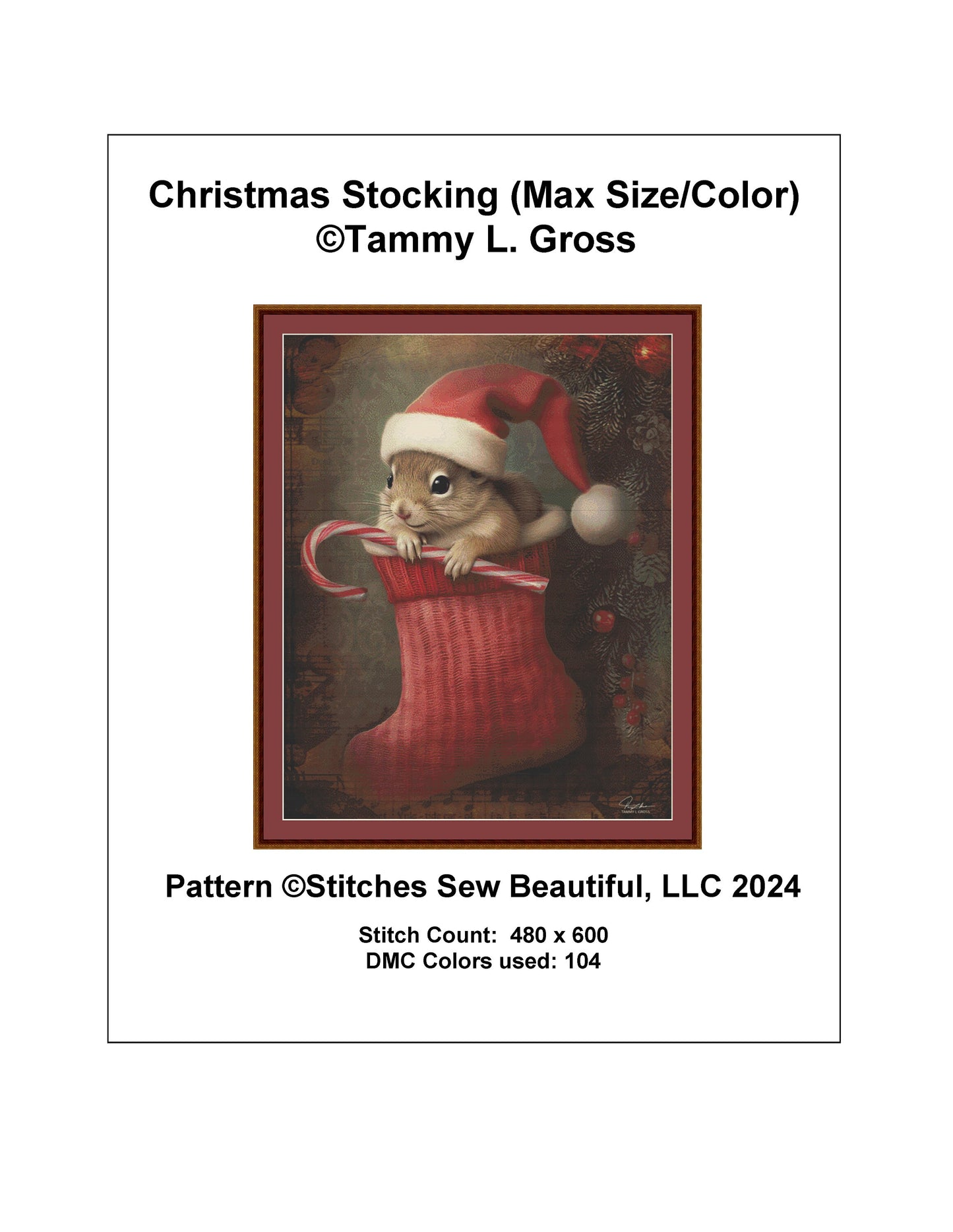 Christmas Stocking (Max Size/Color) cross stitch pattern by Tammy L. Gross