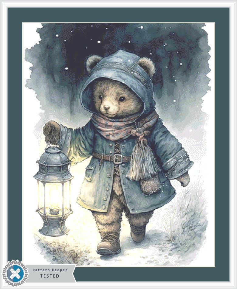 Winter Walk with Bear cross stitch pattern by UniquelyMadeWallArt