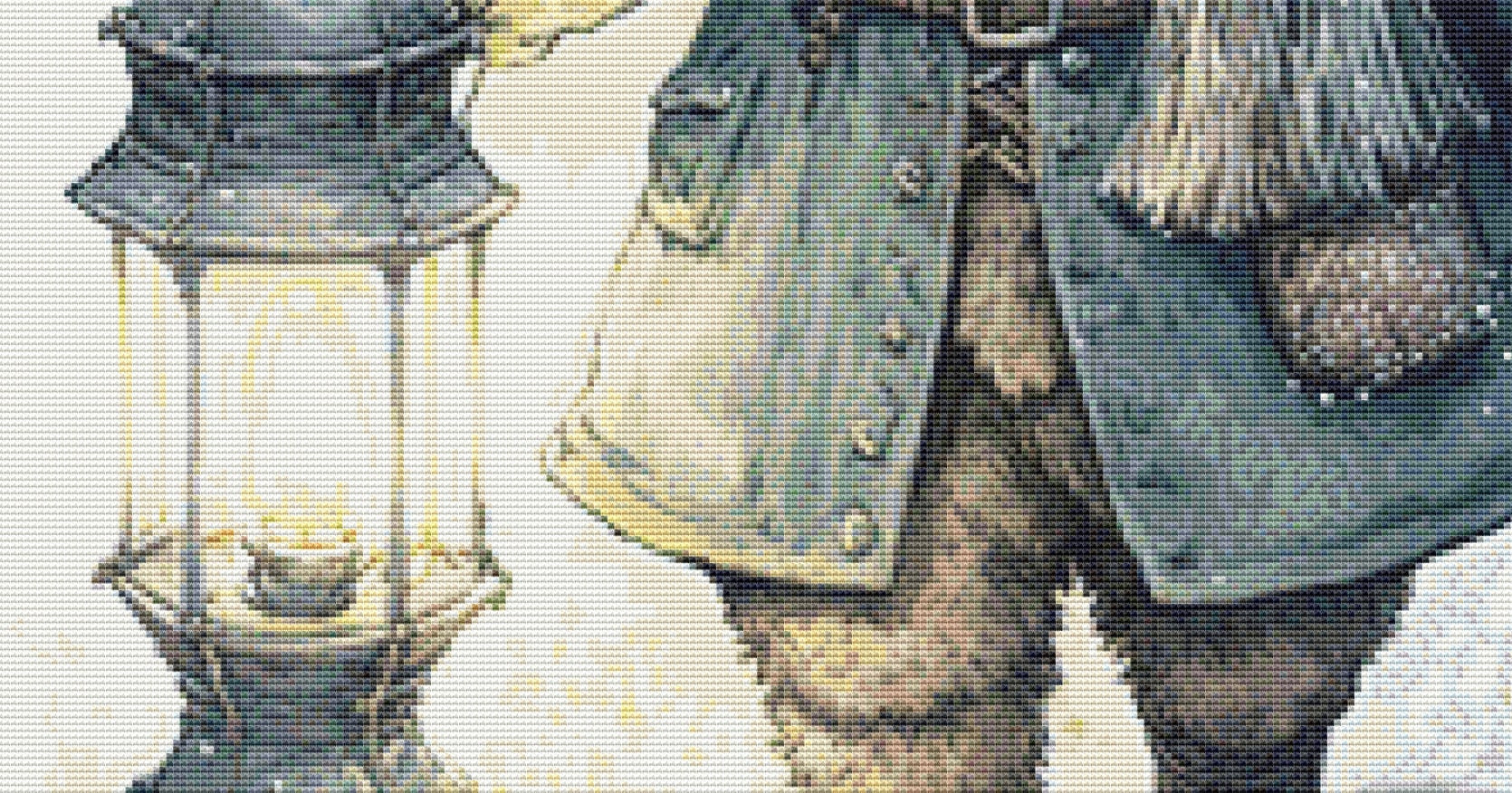 Winter Walk with Bear cross stitch pattern by UniquelyMadeWallArt