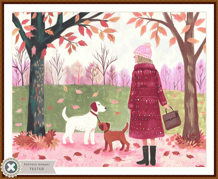 Autumn Stroll with Furry Friends (Max Size/Color) cross stitch pattern by The Art Revivalist