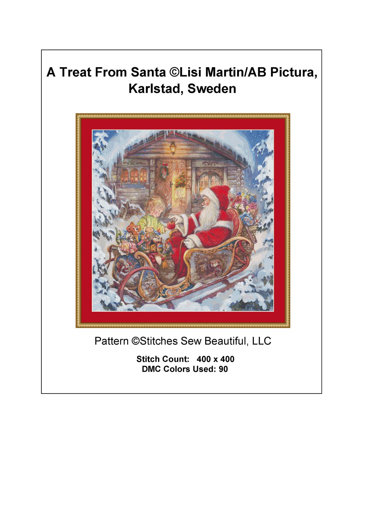 A Treat From Santa cross stitch pattern by Lisi Martin/AB Pictura, Karlstad, Sweden