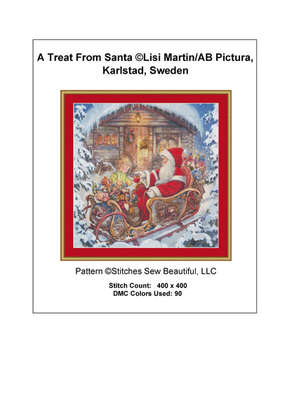 A Treat From Santa cross stitch pattern by Lisi Martin/AB Pictura, Karlstad, Sweden