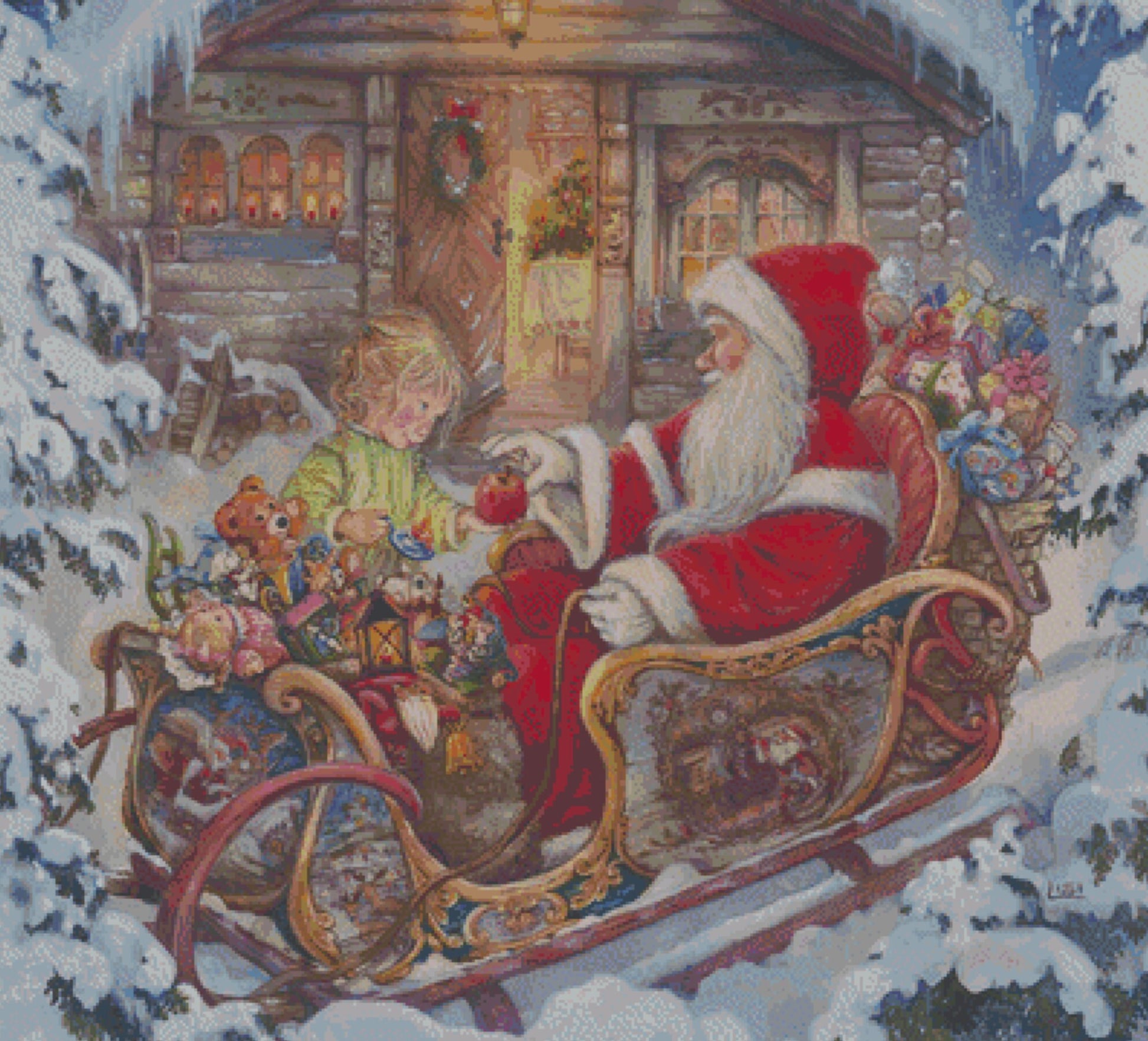 A Treat From Santa cross stitch pattern by Lisi Martin/AB Pictura, Karlstad, Sweden