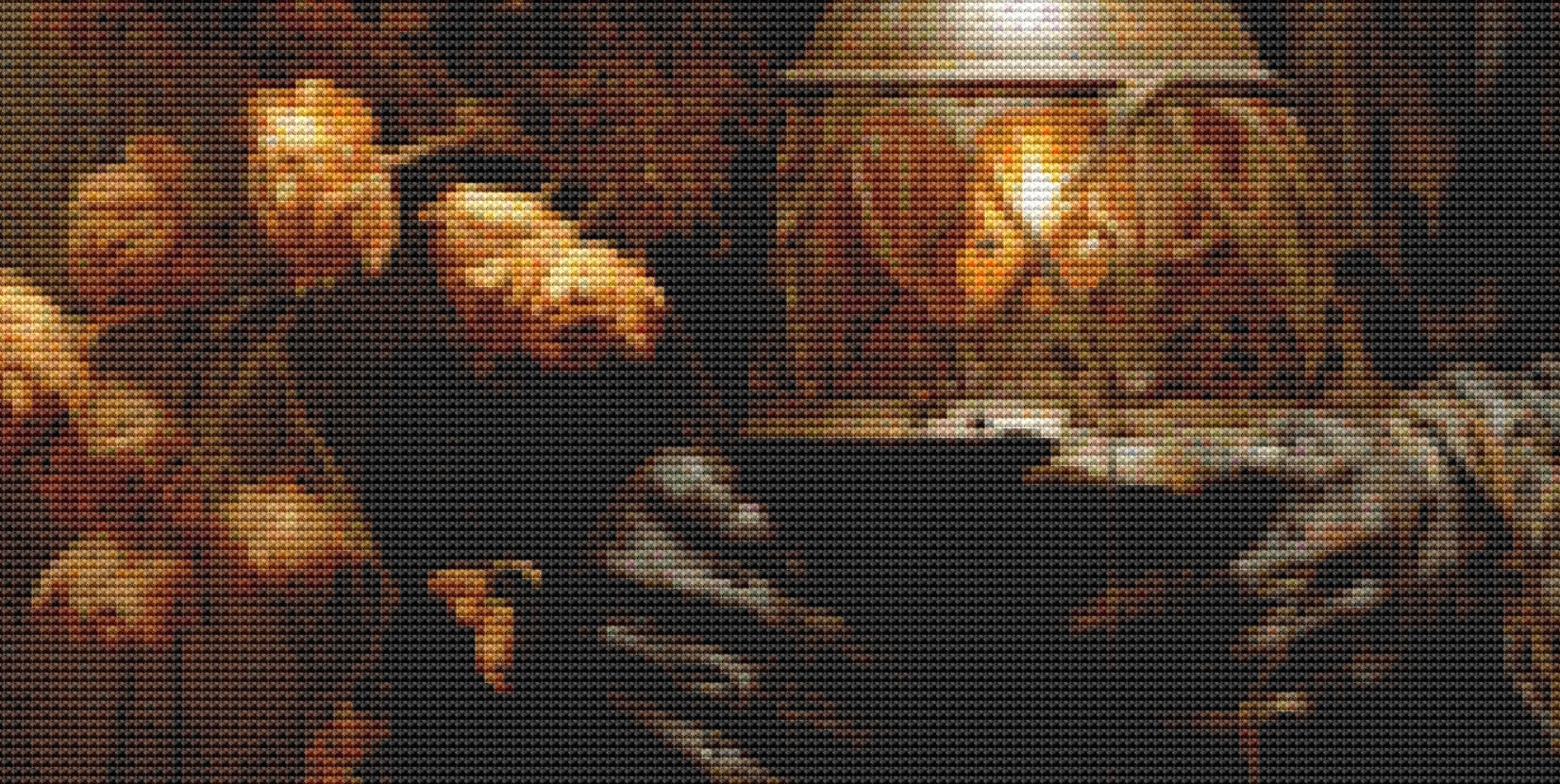 Dark Autumn Witch cross stitch pattern by Mystic Moon Craftery