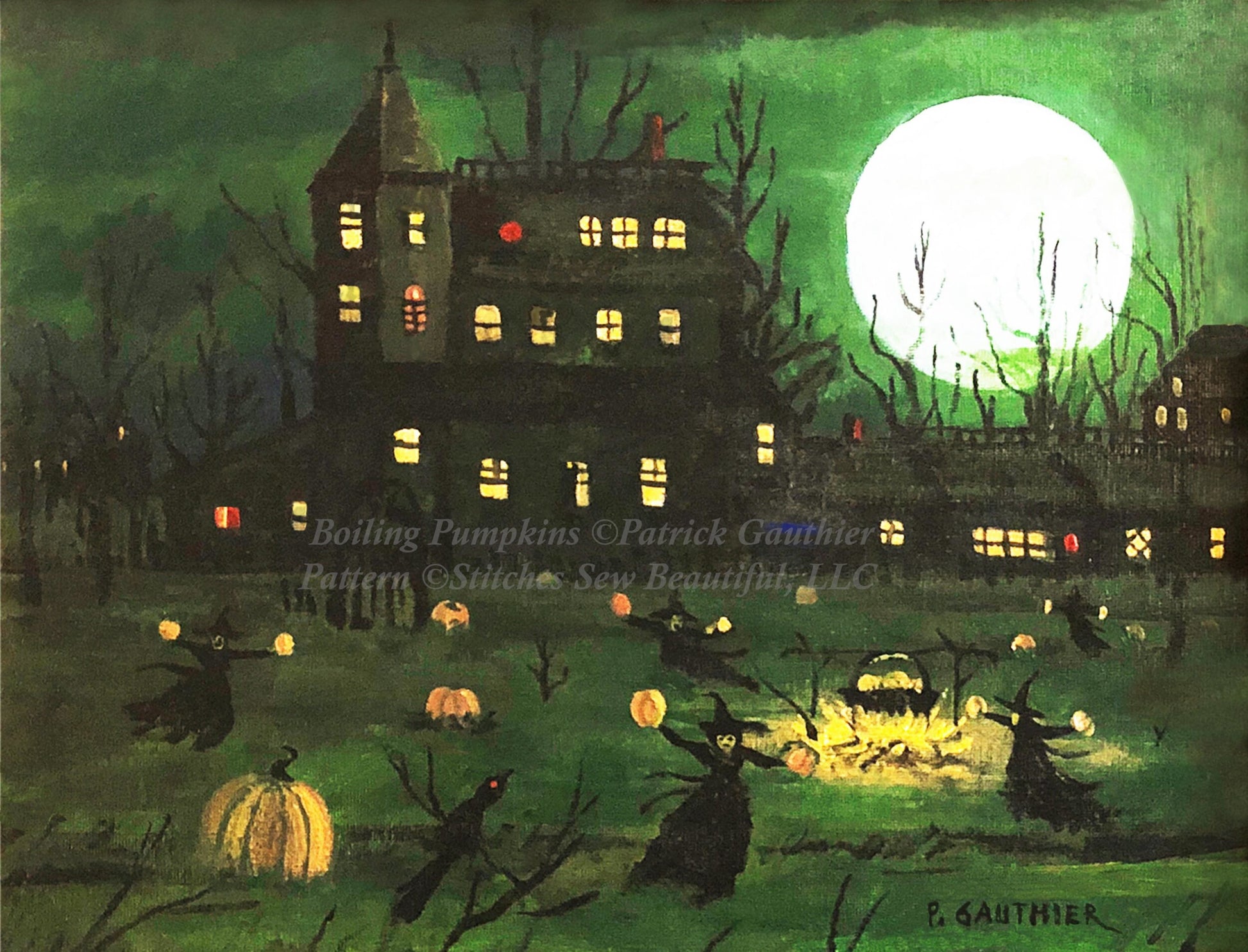 Boiling Pumpkins (Max Size/Color) cross stitch pattern