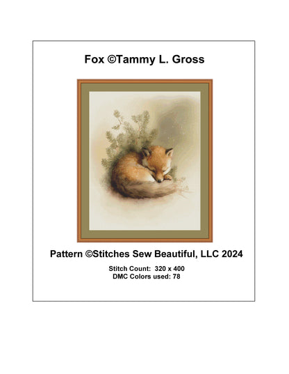 Fox cross stitch pattern by Tammy L. Gross