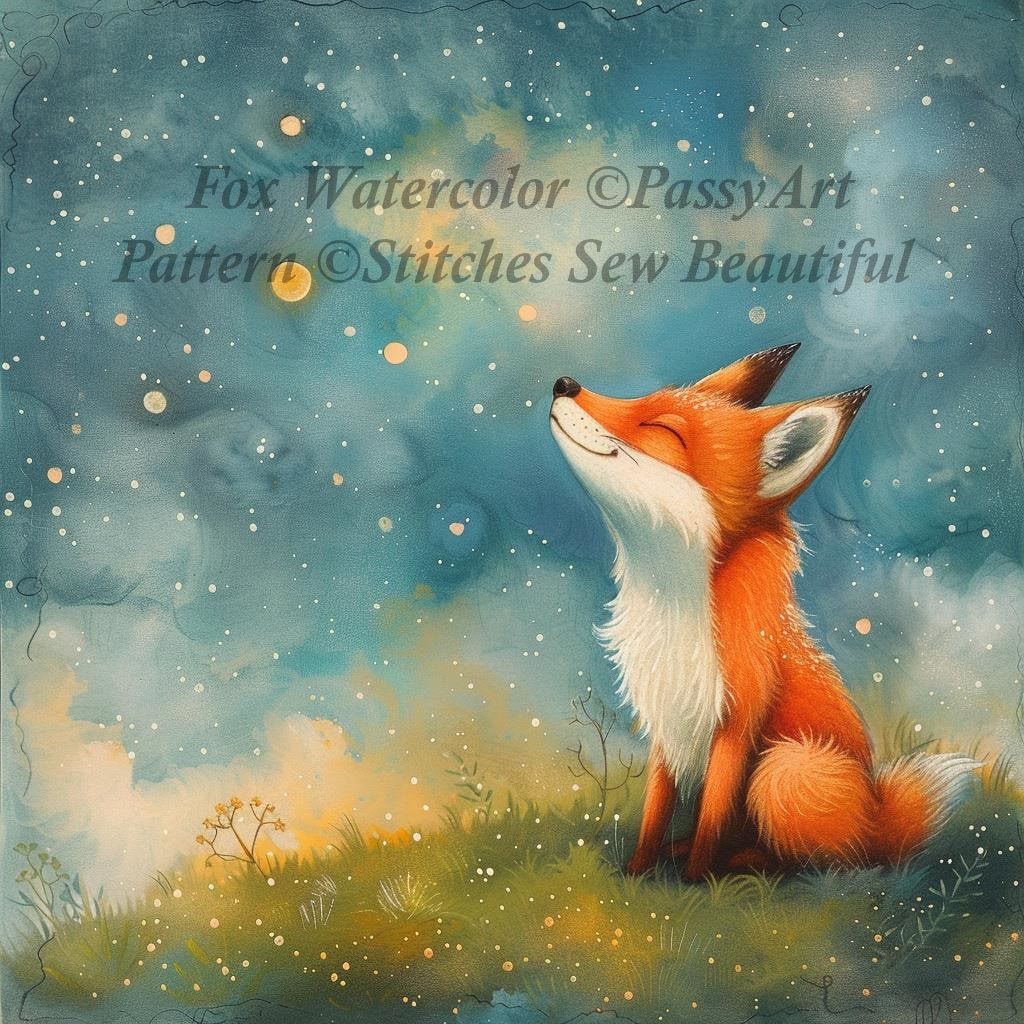 Fox Watercolor cross stitch pattern by PassyArt