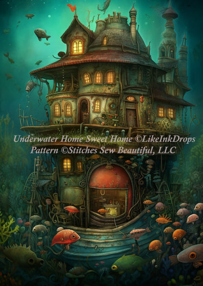 Underwater Home Sweet Home (Max Size/Color) cross stitch pattern by LikeInkDrops